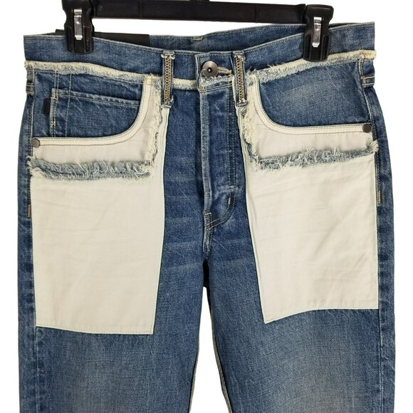 NWT Helmut Lang Inside Out Oversized Boyfriend Jeans Blue Denim White Pockets - Picture 7 of 14